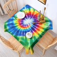 thumbnail image 2 of Red and Green Tie Dye Pattern Square Tablecloth, Waterproof Wipeable Spillproof Washable Table Cover for Home Kitchen Party and Daily Decor 60"x60", 2 of 5