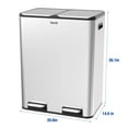 thumbnail image 2 of Tzumi Dual-Compartment Recycling Bin Stainless Steel Trash Can for Kitchen, 16 Gallon Total, 2 of 10