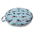 thumbnail image 1 of Animal Round Floor Cushion with Handle, Tropical Toucan Birds Repetitive Pattern Simplistic Birds, Decorative Pillow for Living Room & Dorms, 18" Round, Pale Blue Rose, by Ambesonne, 1 of 4