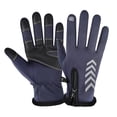 thumbnail image 1 of Guantes de ciclismo cálidos, resistentes al viento, impermeables, térmicos, antideslizantes, de dedos completos, para fitness, pesca, con cremallera de punta de flecha, color azul., 1 of 1