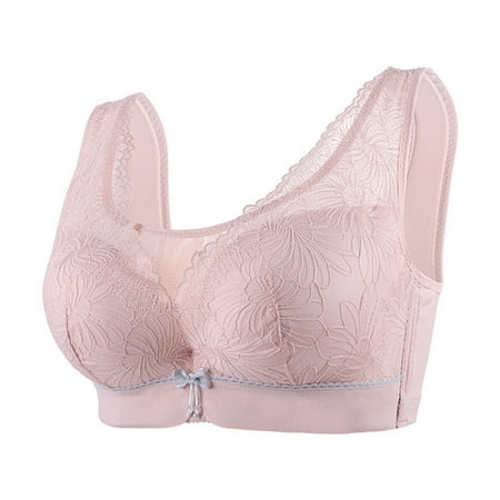 BXJX Bras for Women Clearance Comfortable Breathable Bra Push-up Lace Wireless Everyday Underwear Bralette Pink Size 44