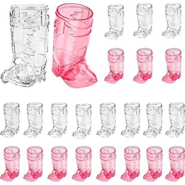 Vasos de chupito para botas de vaquero, 24 piezas, mini vasos de plástico reutilizables para vaqueros, suministros de fiesta de temática occidental, regalos de despedida
