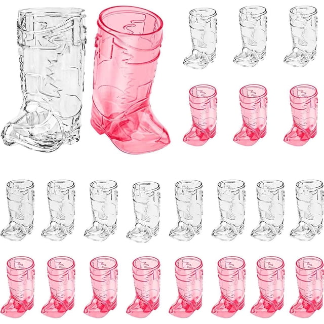 Vasos de chupito para botas de vaquero, 24 piezas, mini vasos de plástico reutilizables para vaqueros, suministros de fiesta de temática occidental, regalos de despedida