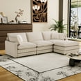 thumbnail image 2 of Modular Sectional In Beige - Deep Seat, 4 Pillows, L-shaped For Living Room, Bedroom, Apartment, Solid Wood Room Couch L-shaped, Frame Included, 2 of 6