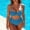 Blue, variant on Women's Swimwear Tummy Control Push Up Swim Suits High Waist Balconette Crew Neck Bikinis Green Bikini Sets,L