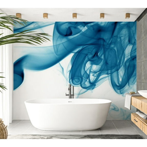 Tiptophomedecor Abstract Wallpaper Wall Mural - Blue Smoke