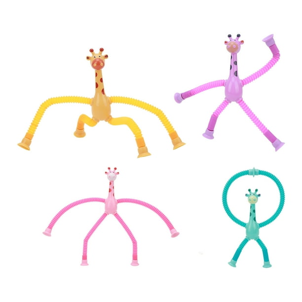 Juguetes con ventosa de tubo telescópico de jirafa, 4 piezas Juguete con ventosa de tubo de jirafa Juguete con ventosa de jirafa Tubo pop Juguetes de jirafa Diseño de última generación