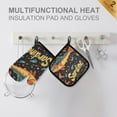 thumbnail image 4 of Yayeee Oven Mitts and Pot Holder Set of 2 Heat Resistant Kitchen Gloves Baking Hot Pad, Black Sardines Pattern, 4 of 5