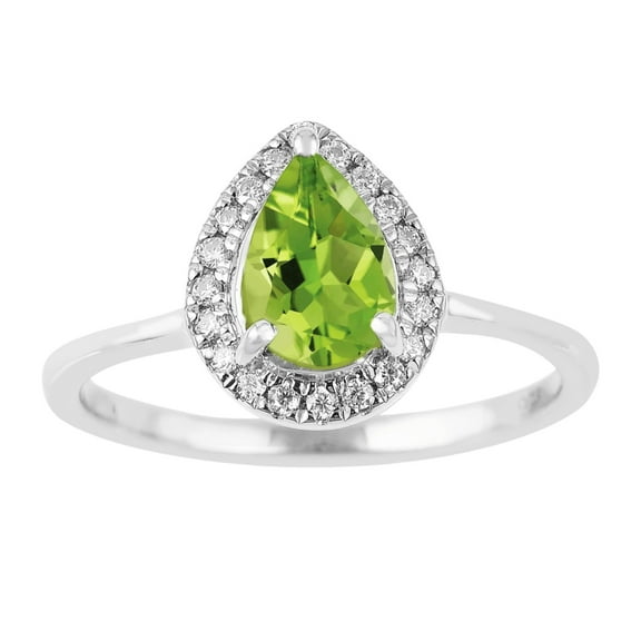 Natural Peridot Green August Birthstone Pear shaped Engagement Ring for Women- Teardrop Gemstone Halo Ring Peridot Jewelry Gift For Her