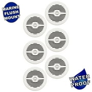 Acoustic Audio MRN65W Waterproof Flush Mount Marine 6.5" Speakers Passive 3 Pair Pack White