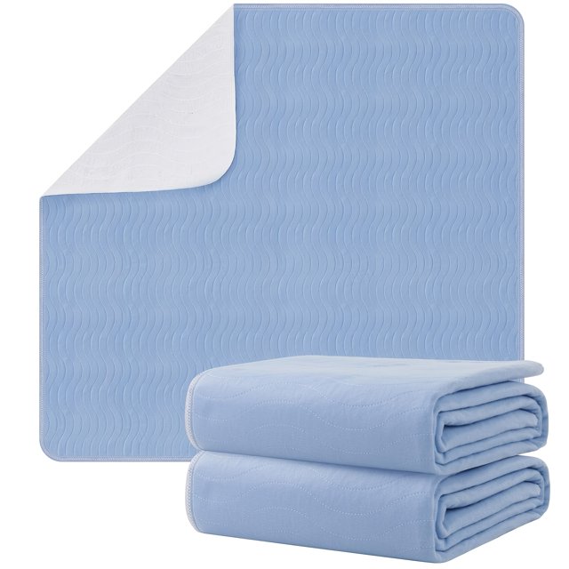 Estbridge Lot de 2 Alèses pour Incontinence Lavables - Alèse Imperméable pour Pipi pour Animaux, Adultes et Aînés, Protège-Matelas Réutilisable et Absorbant pour Lit, Sofa, Canapé (Bleu+blanc)