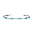 thumbnail image 1 of 14K White Gold Oval Blue Topaz and Diamond Link Bracelet, 1 of 3