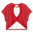 thumbnail image 4 of XAOFW Girls Off Shoulder T Shirt Batwing Sleeve Polka Dot Print Tees Toddler Kids Summer Fashion Crop Top 16-18 Years, 4 of 4