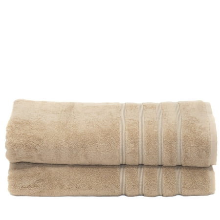 700 GSM Luxury Bath Sheets, Set of 2 - Light Taupe - 35X70 inch - Bamboo & Turkish Cotton, Resort Style, Hotel Quality - Light Tan / Stone - Extra Large Body Sheet Towels - Plush & (Best Fluffy Bath Towels)