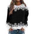 thumbnail image 2 of Women's Christmas Printed Round Neck Sweatshirt, Long Sleeve Casual Pullover Top, Raglan Sleeve Holiday Graphic Fall Winter Clothes,Black,S, 2 of 7