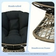 thumbnail image 2 of UHOMEPRO 40" Rattan Papasan Chair with Handwoven Wicker, Modern Ergonomic Lounge Chair with Cloud Thick Density Fabric Cushion, Comfy Single Swivel Chair for Living Room Bedroom Garden, Black, 2 of 10