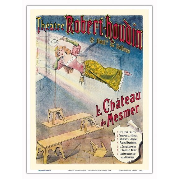 Theatre Robert Houdin - The Château of Mesmer - Vintage Magic Poster c.1894 - Master Art Print (Unframed) 9in x 12in