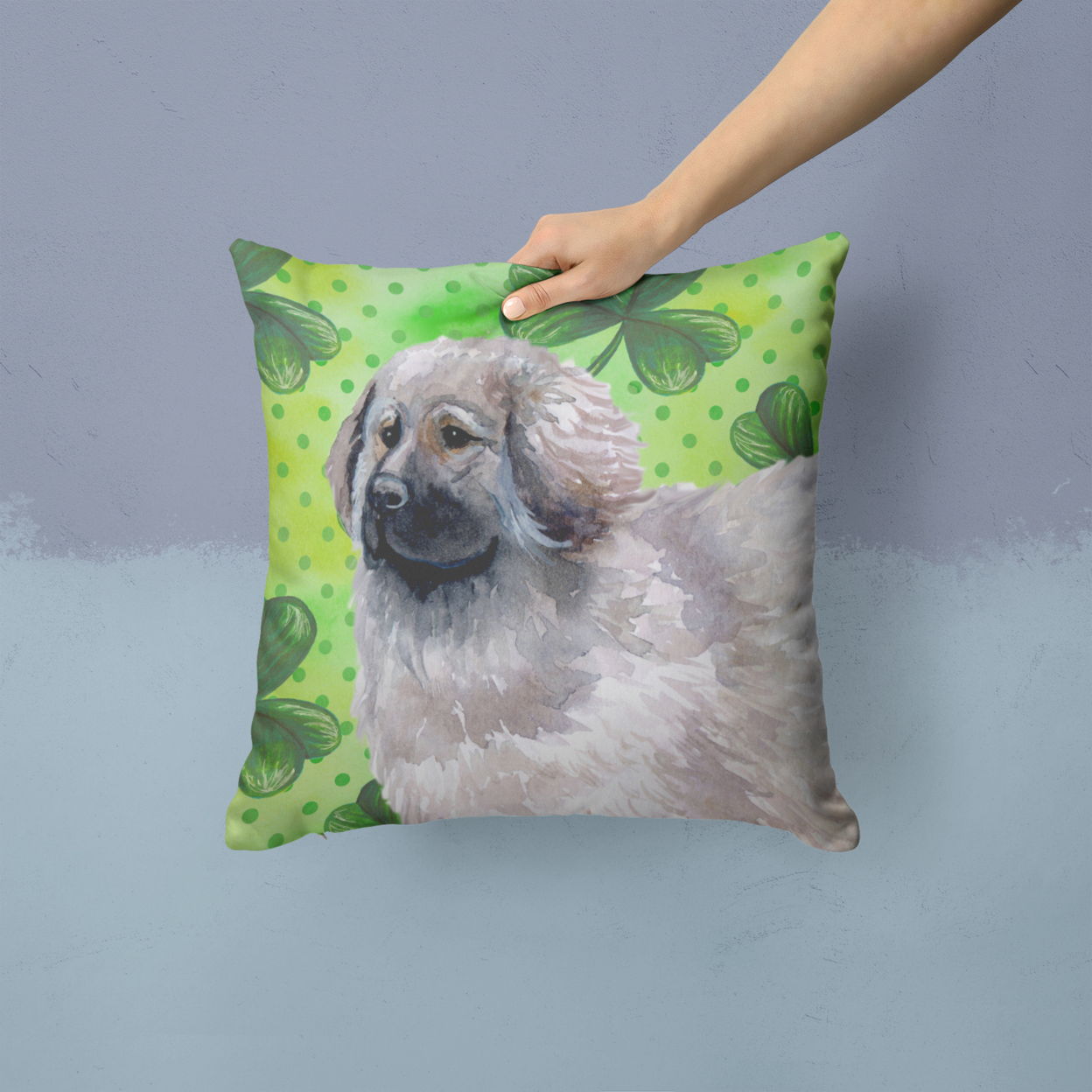 St Patrick's Design with Dog Fabric Decorative Pillow