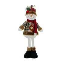 Shoreew Christmas Plush Toy with Retractable Legs Handmade Reindeer Snowman Santa Claus Plush Doll Xmas Holiday Party Decoration Ornament