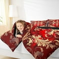 thumbnail image 4 of Erosebridal Gothic Damask Bedding Sets King with Comforter,Red Gold Victorian Floral Duvet Insert,Retro Aztec Theme Comforter Sets King Size,Breathable Room Decor Reversible，3pcs, 4 of 8