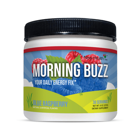 New Health Morning Buzz Blue Raspberry Sports Energy Drink, Pre Workout, Sports Nutrition Drink, Supports Lasting Energy, Endurance, Clarity, and Metabolism, 8 Ounce Powder (Best Endurance Sports Drink)