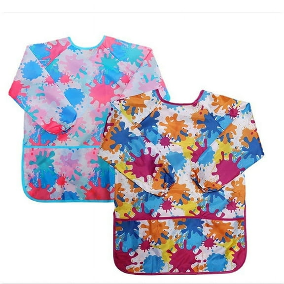 2 Pcs Kids Art Smocks, Toddler Smock, Waterproof Artist Painting Aprons for Children, with Long Sleeve for Age 3-8 Years