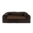 thumbnail image 1 of Furhaven Cama ortopédica para perros grandes/medianos con refuerzos extraíbles y funda lavable, para perros de hasta 55 libras - Sofá de felpa y gamuza - Espresso, grande, 1 of 5
