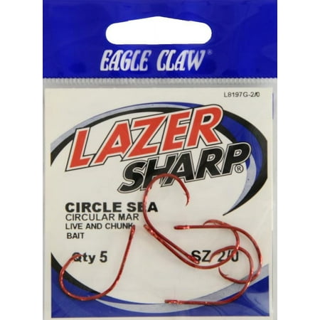 UPC: 0047708605526 | Lazer Sharp L8197GH-2/0 Offset Circle Hook  Red Sea Guard  Size 2/0