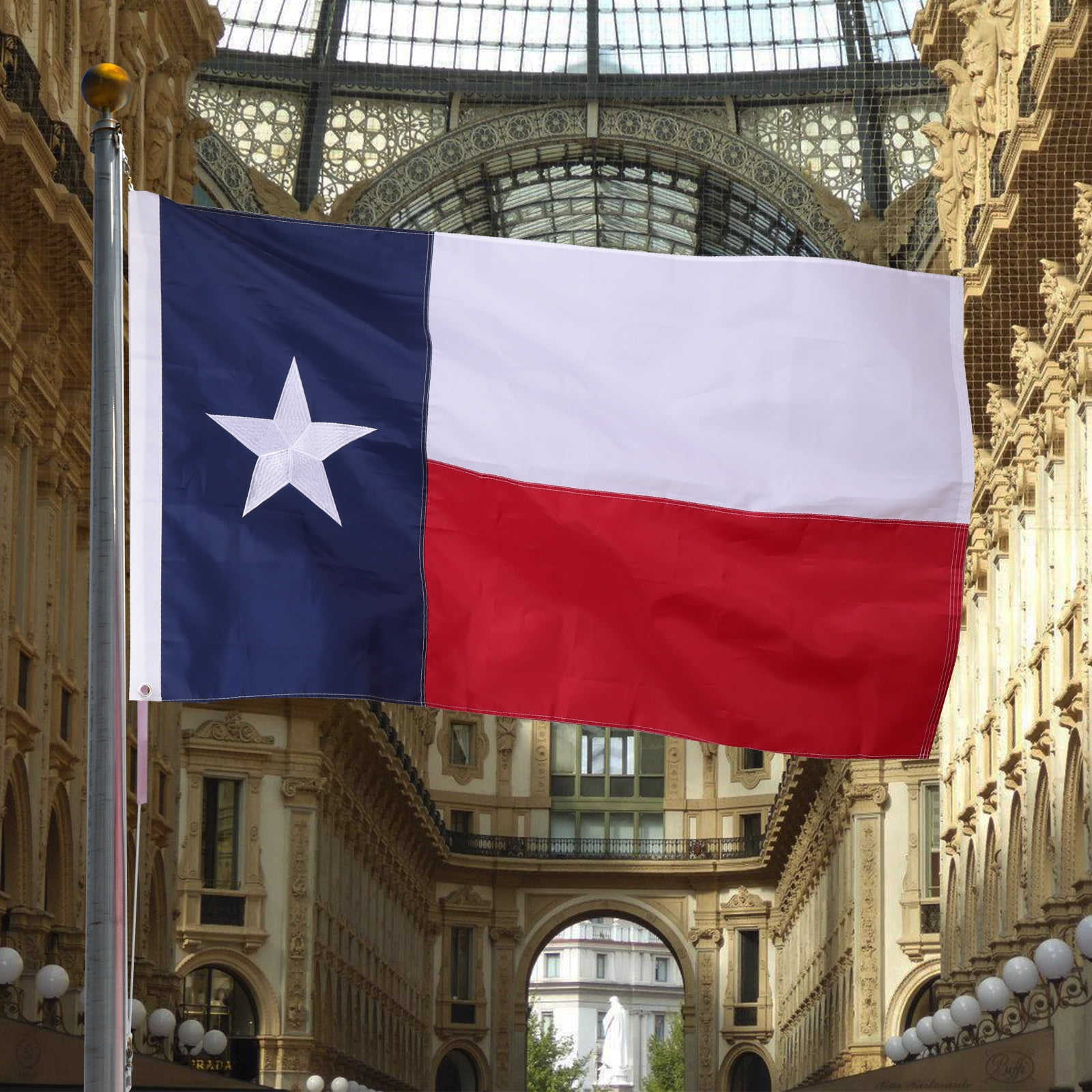 Texas Flag 5x8 ft Outdoor Flag, Embroidered Star Stripes, Heavy Duty, 2 Brass Grommets, All-Weather