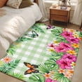 thumbnail image 5 of Summer Tropical Plant Washable Area Rugs 3'x5', Hibiscus Monstera Butterfly Plaid Low Pile Throw Living Room Rug Non-Slip Sturdy Edge Binding Carpet for Indoor Entryway Bedside Kitchen, 5 of 9