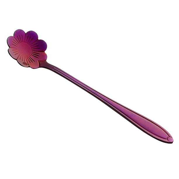 Cuchara de café, cuchara de té, cuchara de postre, cuchara de acero inoxidable, cuchara para helado, condimentos o especias, morada, 12,5 cm Morado 3