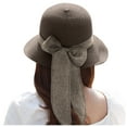 thumbnail image 2 of Women's Straw Sun Hat with Bow Tie, Wide Brim Beach Hat for Summer Vacation, UPF Sun Protection for Resort, Travel, and Casual Outfits-Coffee, 2 of 3