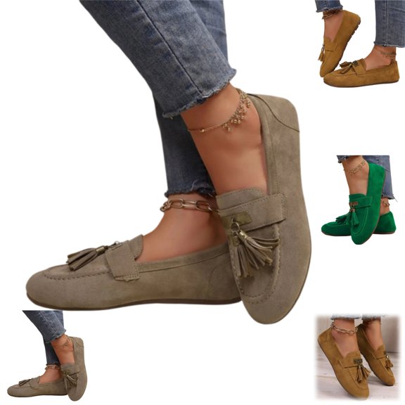 YOUYEDIAN Loafers for Women Casual Versatile Comfy Flat Shoes Fashion Round Toe Shoes
