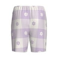 thumbnail image 4 of Yiaed Floral Purple Buffalo Plaid for Men's Soft Sleep Pajama Short Lounging Pajama Shorts-XX-Large, 4 of 8