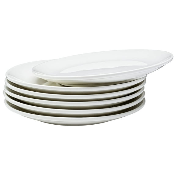 Vikko Dinner Plate, Set of 6 White Plates, Fine Porcelain, Stackable 9 Inch Dinner Plates, Dishwasher Safe