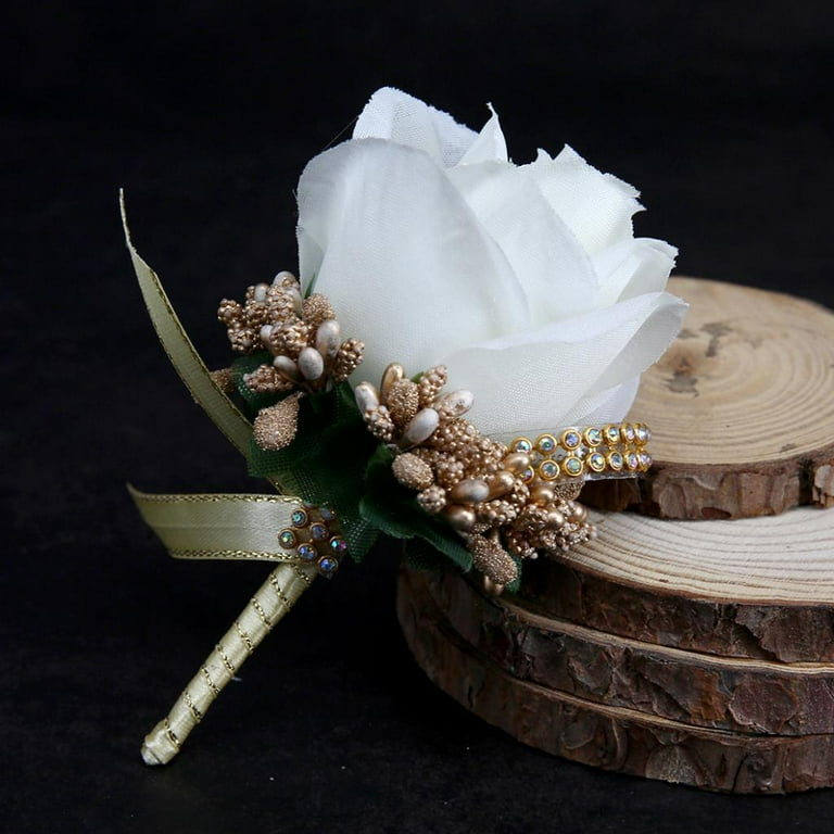 Artificial Rose Flower Boutonniere Corsage Brooch Pin Handmade