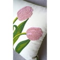 thumbnail image 3 of Funda de almohada con bordado floral de primavera, funda de cojín cuadrada suave (rosa, 18.0 x 18.0 in), 3 of 5
