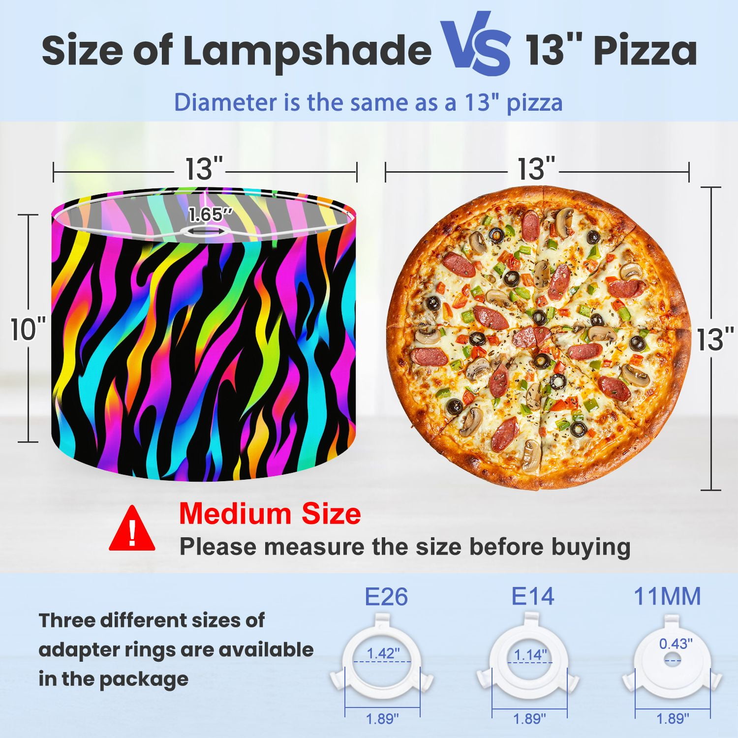 Lampshades 2 Pack Zebra rainbow abstract Neon gradient lines black Colorful 13"x13"x10" Light Shade for Table Lamps Floor Lamps Drum Lamp Shades Lampshade Replacement Easy Assembly
