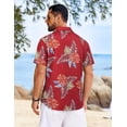 thumbnail image 6 of COOFANDY Beach Button Up Shirts for Men Hawaiian Flower Short Sleeve Shirts Tropical Beach Shirts, 6 of 7