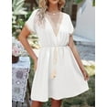 thumbnail image 5 of SOMER Women's Dress Casual Wedding Guest Dresses Short Sleeve V Neck Tie Front Flowy Dress for Summer Spring Fall, 5 of 10