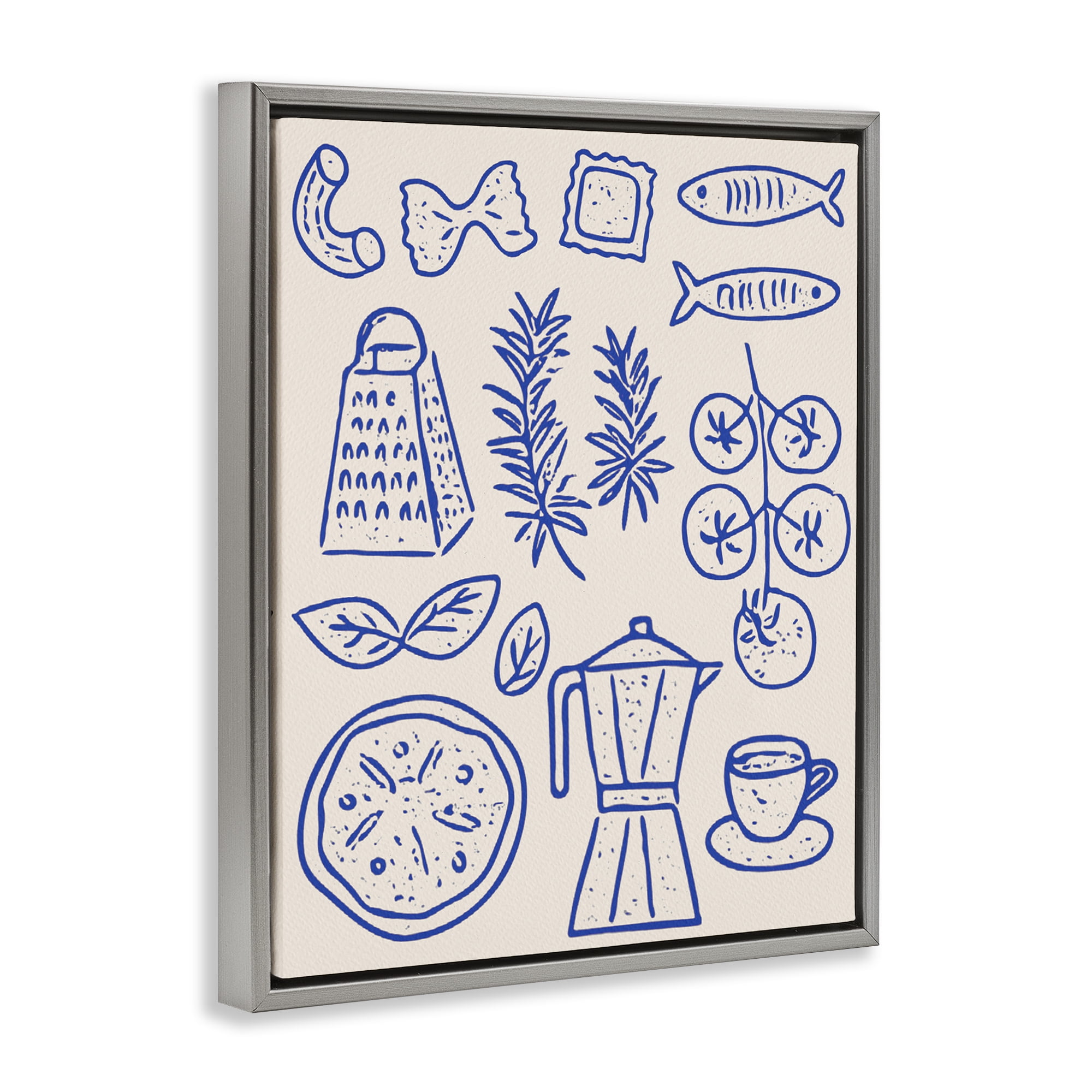 Stupell Industries Pasta & Espresso Simplicity Gray Framed Floater Canvas Wall Art, design by Camila Juncos