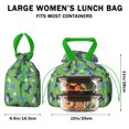 thumbnail image 5 of Green Cartoon Dinosaurs Grass Pattern Drawstring Lunch Bag Women - Drawstring Lunch Bag Insulated for Work Office - Stain-Resistant Large Lunchbags for Women with Multi-Pockets, 5 of 6