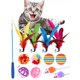 thumbnail image 2 of Purple 13 unids/set interactivo gato pluma campana juguete gato varita surtido gato Teaser, 2 of 4