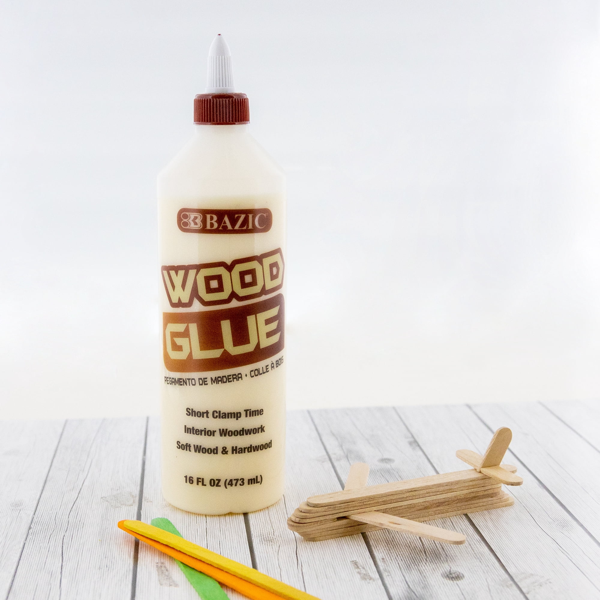 BAZIC Wood Glue 16 FL OZ (473 mL), Natural Color Super Strong Bond Adhesive, 2-Pack