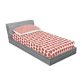 thumbnail image 2 of Valentine Fitted Sheet & Pillow Sham Set, Vibrant Red Colored Heart Shapes Tile Pattern Romantic in Love Theme Design, Decorative Printed 2 Piece Bedding Decor Set, Twinxl, Coral Ivory, by Ambesonne, 2 of 2