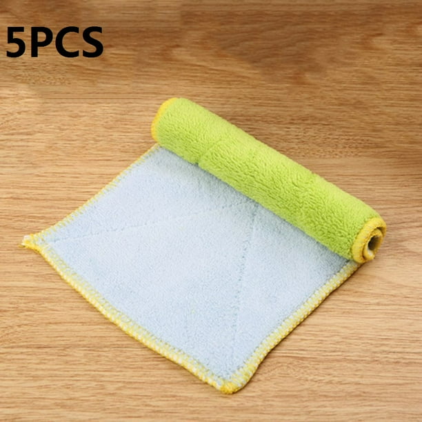 5pack Towels Thickening Cloth Dish Nonstick Oil Absorbent Kitchen Towels Double Sided Microfiber Dish Towels Walmart Com Walmart Com