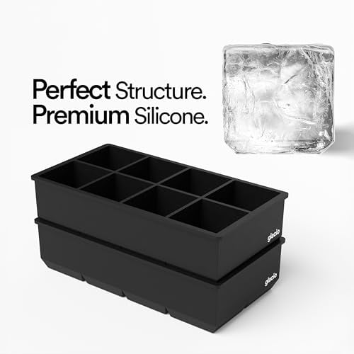 2-Pack Large Square Silicone Ice Cube Trays for Whiskey, Cocktails, Coffee – Slow-Melting, Reusable, and BPA-Free