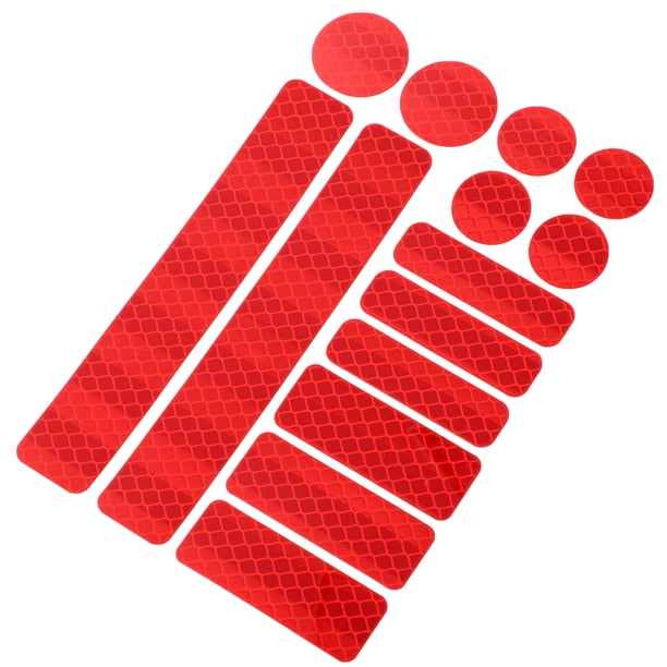 14uds Universal Reflectantes Pegatinas para Casco para Bicicleta Coche Rojo