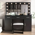 thumbnail image 2 of Ktaxon Large Makeup Vanity, Get Ready with Me GRWM Vanity Table Set w/ Visible Glass Top and Charging Station, Black, 2 of 10