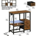 thumbnail image 3 of 20-29 Gallon Fish Tank Stand with Power Outlet Vintage Metal Aquarium Stand with 2 Fabric Drawers Heavy Duty Reptile Tank Stand with 3-Tier Adjustable Storage Shelves, Left-Right Mounting, 3 of 9